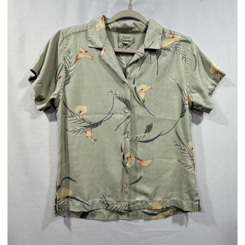Vintage Tommy Bahama Hawaiian Button Up Shirt Women’s Small 100% Silk